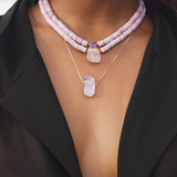 Crystalline Lavender Quartz Diamond Bar Necklace