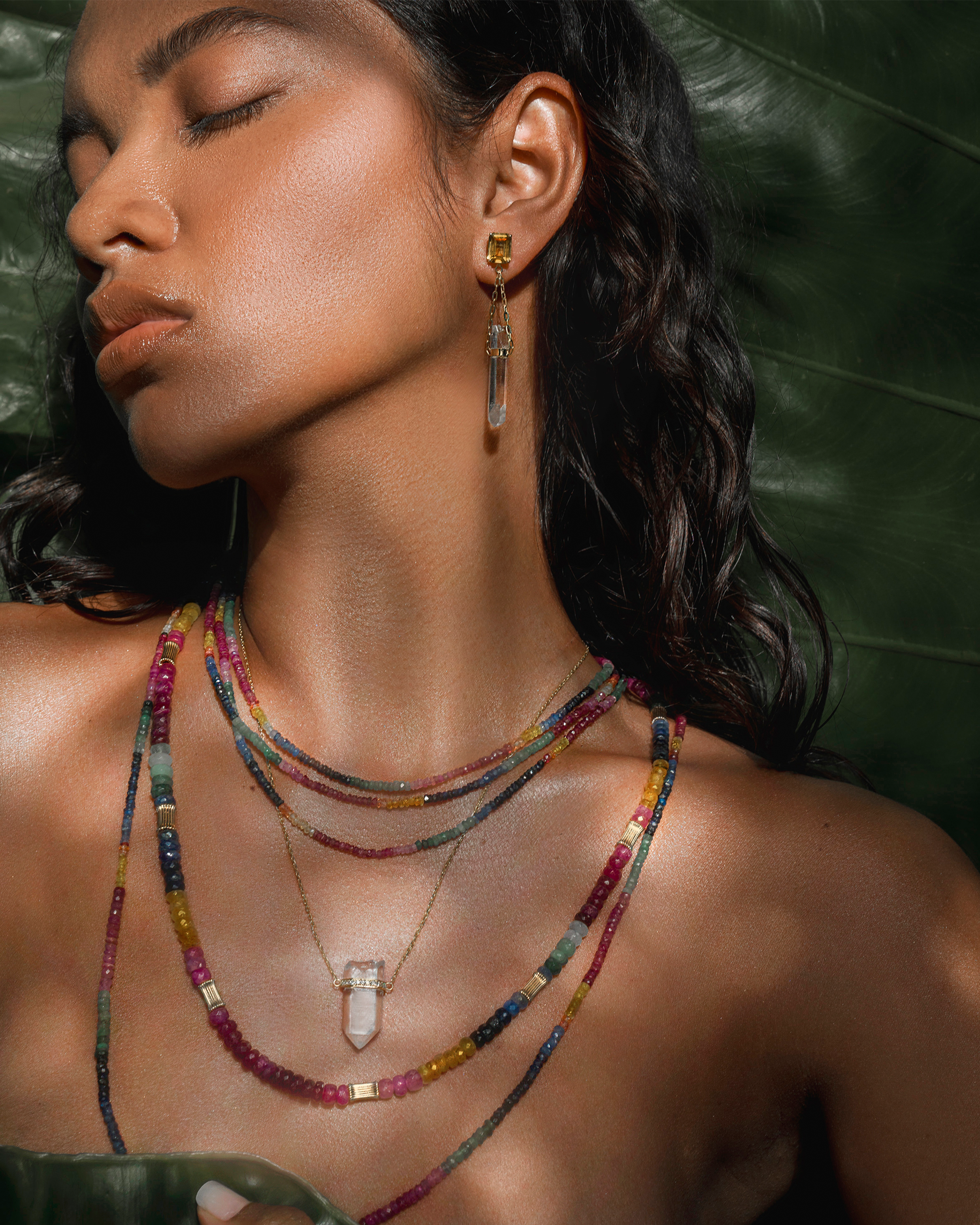 Arizona Bio Tourmaline Smoky Quartz Diamond Bar Necklace – JIAJIA Arizona Bio Tourmaline Smoky Quartz Diamond Bar Necklace – JIAJIA