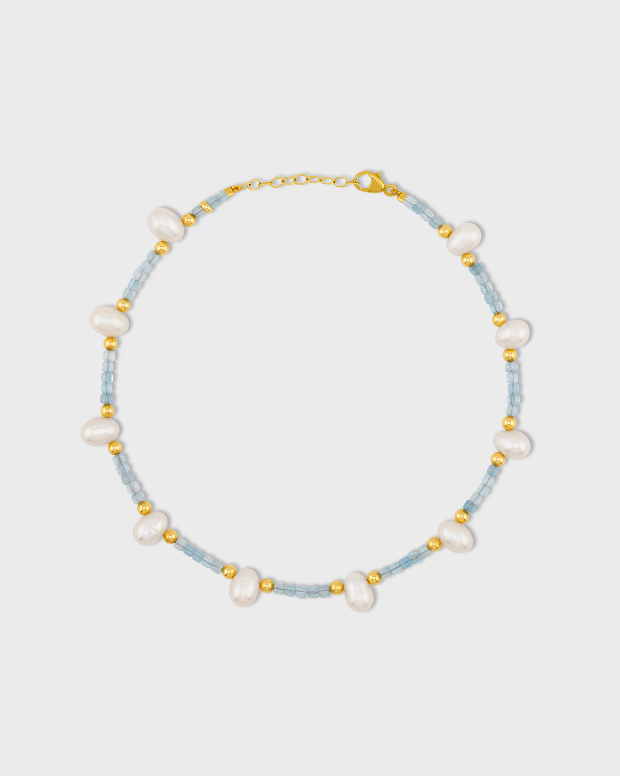 Arizona Aquamarine Pearl Gold Bead Anklet