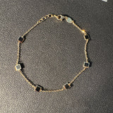 Onyx Square Inlay Gold Chain Bracelet