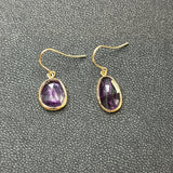 Fluorite Gold Bezel Earrings