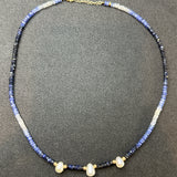 Blue Sapphire Three Pearl Necklace