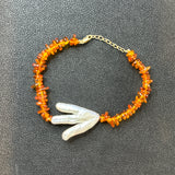 Amber And Pearl Bracelet