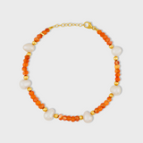 Carnelian Pearl Gold Bead Bracelet