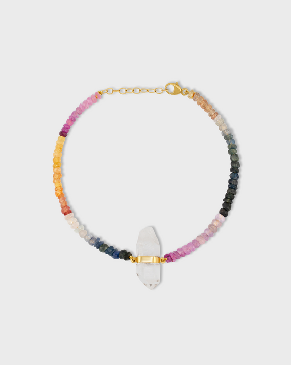 Arizona Dark Rainbow Sapphire Crystal Quartz Charm Bracelet
