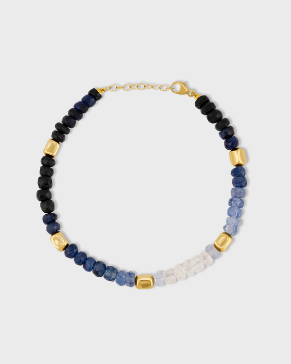 Arizona Jumbo Blue Sapphire Gold Bead Bracelet