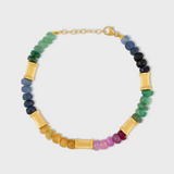 Arizona Jumbo Rainbow Sapphire Gold Bead Bracelet