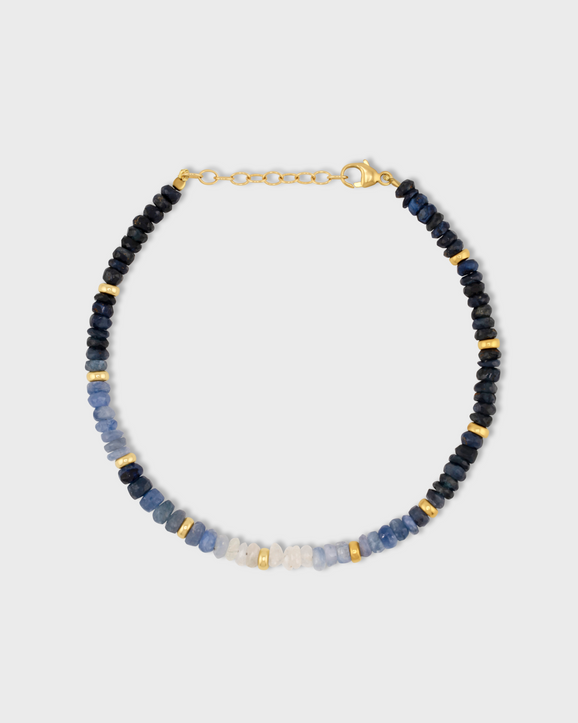 Arizona Ombre Blue Sapphire Mini Gold Bead Bracelet