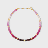 Arizona Ombre Ruby Mini Gold Bead Bracelet