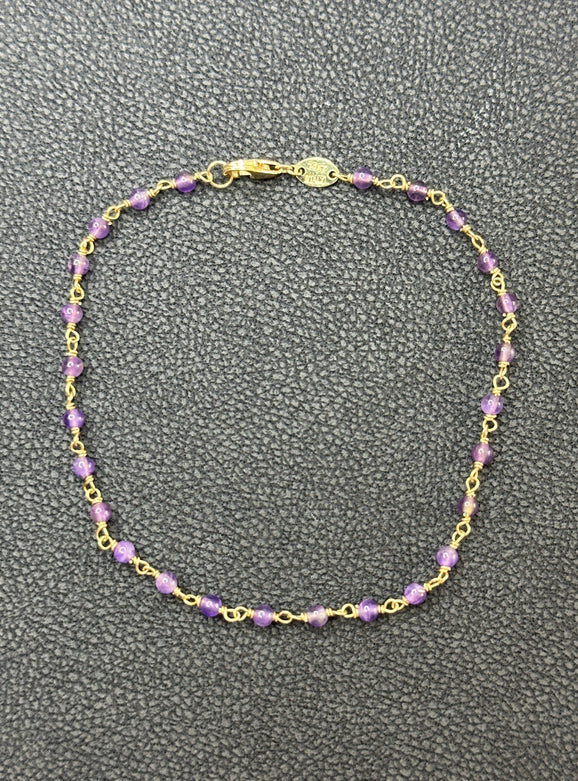 Amethyst Gold Chain Bracelet