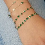 Marquet Malachite Gold Bar Chain Bracelet