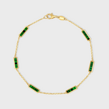 Marquet Malachite Gold Bar Chain Bracelet