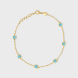 Marquet Turquoise Gold Box Chain Bracelet