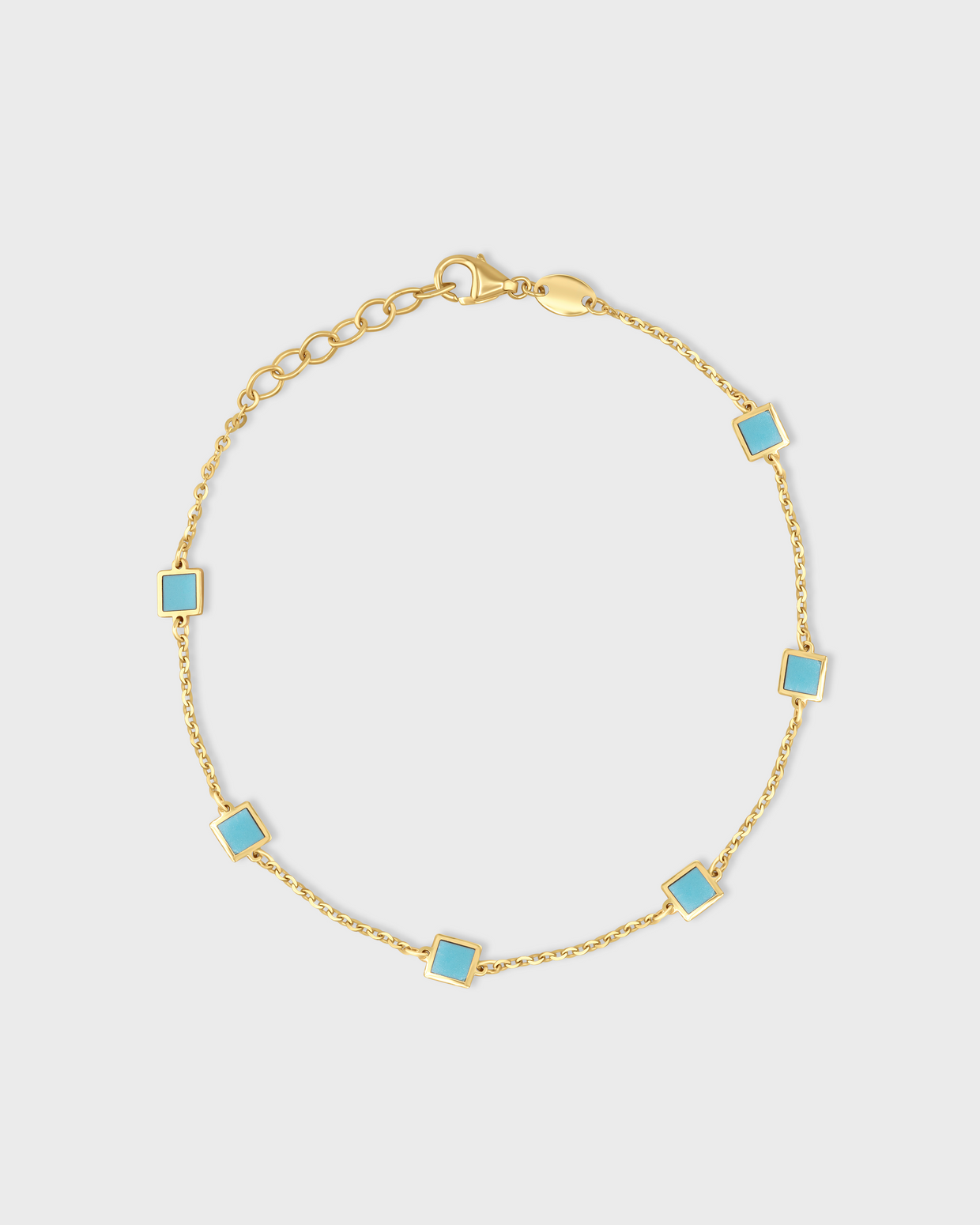 Marquet Turquoise Gold Box Chain Bracelet