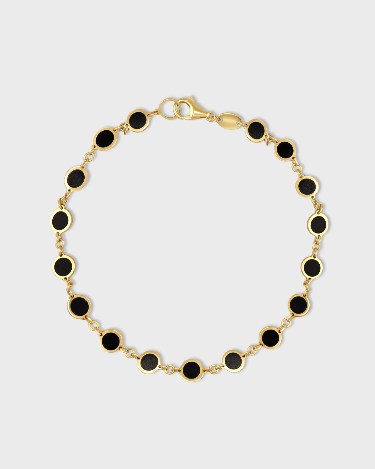 Marquet Black Onyx Gold Circle Link Bracelet