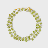 Gaia Peridot and Herkimer Diamond Double Wrap Bracelet