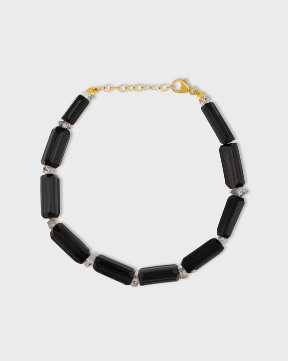 Gaia Black Tourmaline and Herkimer Diamond Bracelet