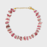 Pink Tourmaline and Herkimer Diamond Bracelet