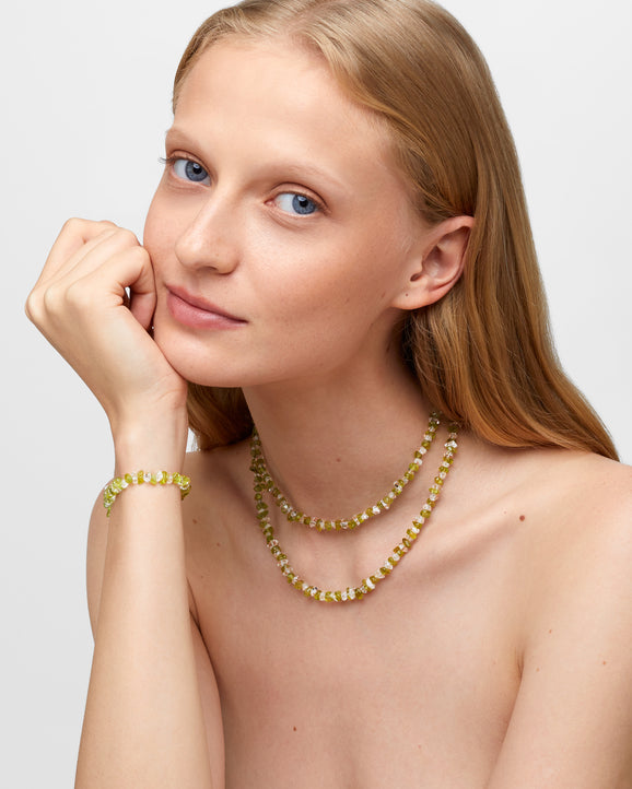 Gaia Peridot and Herkimer Diamond Bracelet