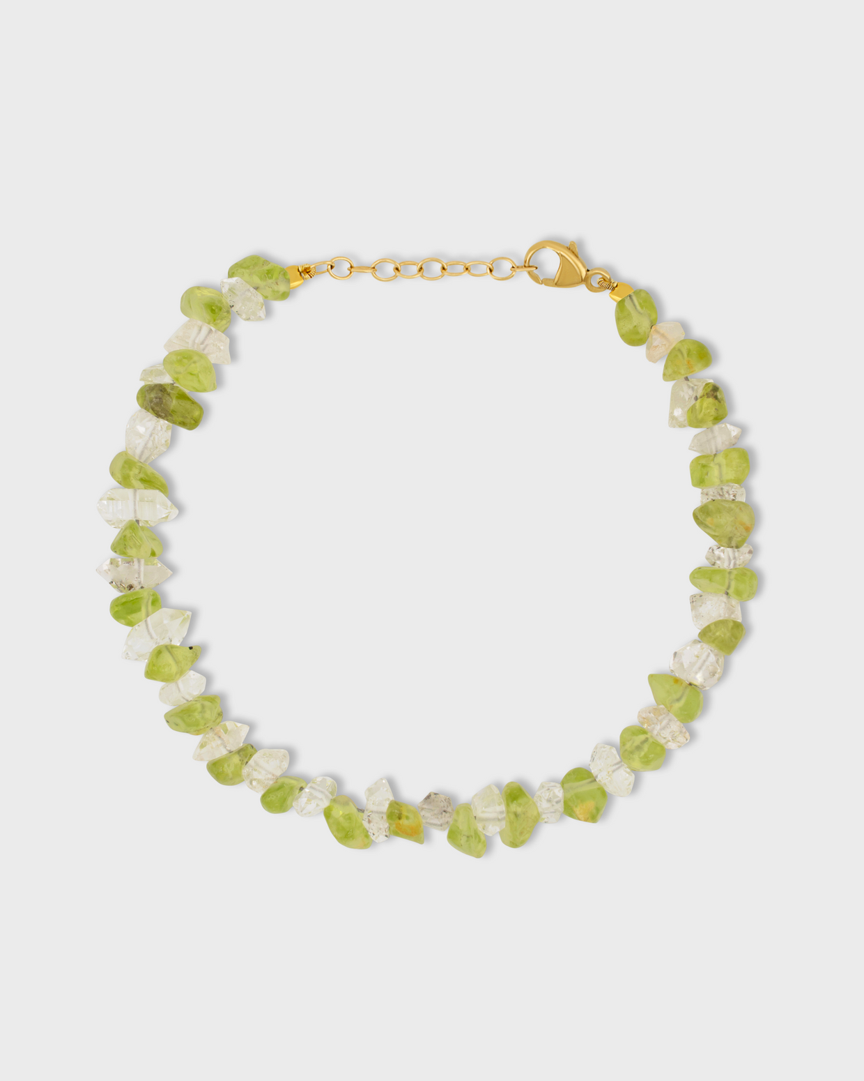 Gaia Peridot and Herkimer Diamond Bracelet