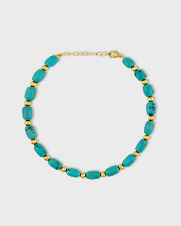Nevada Turquoise Gold Bead Bracelet
