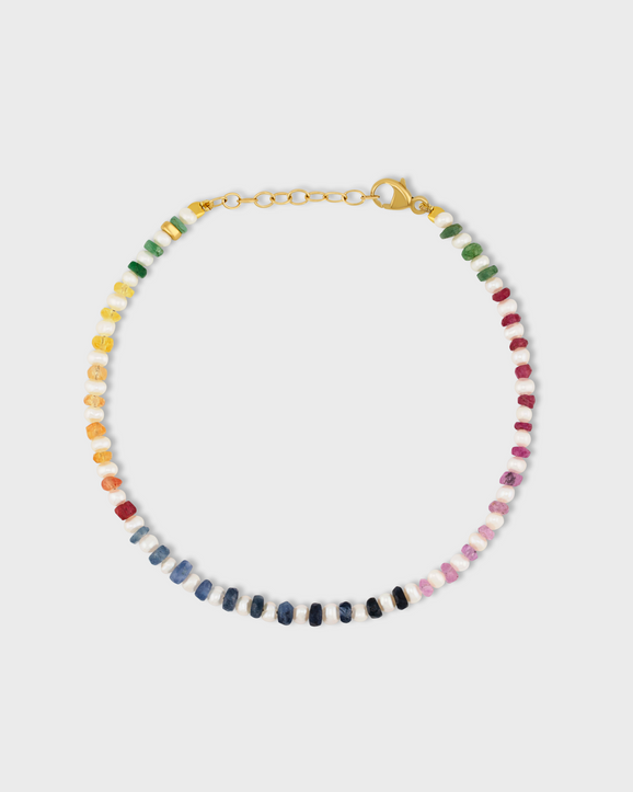 Ocean Mini Pearl Rainbow Sapphire Connection Bracelet