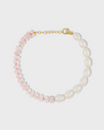 Ocean Union Rose Quartz Vertical Pearl Bracelet