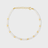 Birthstone June Moonstone Gold Bead Bracelet