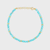 Birthstone December Turquoise Gold Bead Bracelet