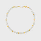 Birthstone June Moonstone Gold Bead Bracelet