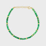 Birthstone May Emerald Gold Bead Bracelet