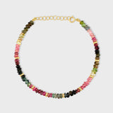 Birthstone October Tourmaline Gold Bead Bracelet