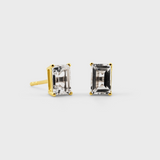 Birthstone April White Sapphire Emerald Cut Earrings