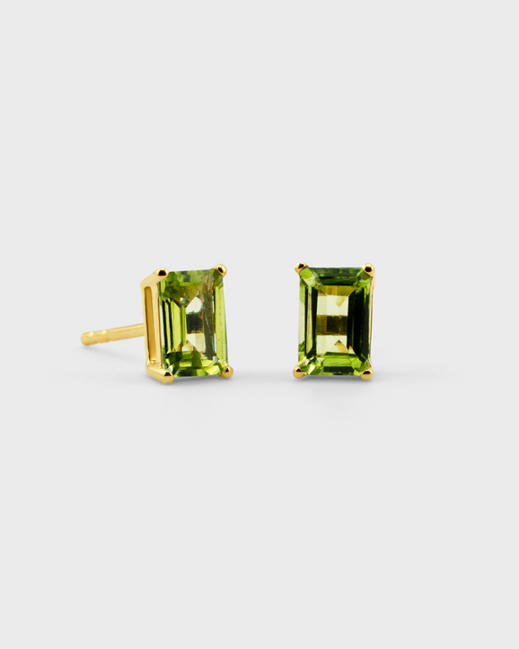 Birthstone August Peridot Emerald Cut Earrings