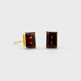 January Garnet Emerald Cut Earrings