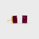 July Ruby Emerald Cut Earrings