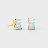 Birthstone June Moonstone Emerald Cut Earrings