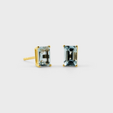 Birthstone March Aquamarine Emerald Cut Earrings