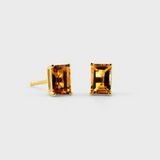 Birthstone November Citrine Emerald Cut Earrings