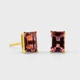 October Tourmaline Emerald Cut Earrings