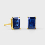 September Sapphire Emerald Cut Earrings