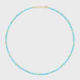 Birthstone December Turquoise Gold Bead Necklace