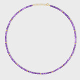 Birthstone February Amethyst Gold Bead Necklace