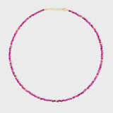 Birthstone July Ruby Gold Bead Necklace