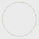 Birthstone March Aquamarine Gold Bead Necklace