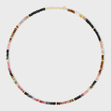 Birthstone October Tourmaline Gold Bead Necklace