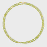 Birthstone August Peridot Gold Bead Double Long Necklace