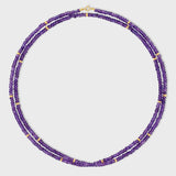 Birthstone February Amethyst Gold Bead Double Long Necklace