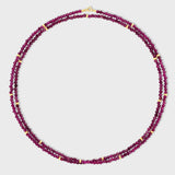 Birthstone January Garnet Gold Bead Double Long Necklace