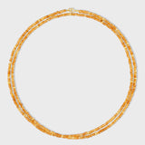 Birthstone November Citrine Gold Bead Double Long Necklace